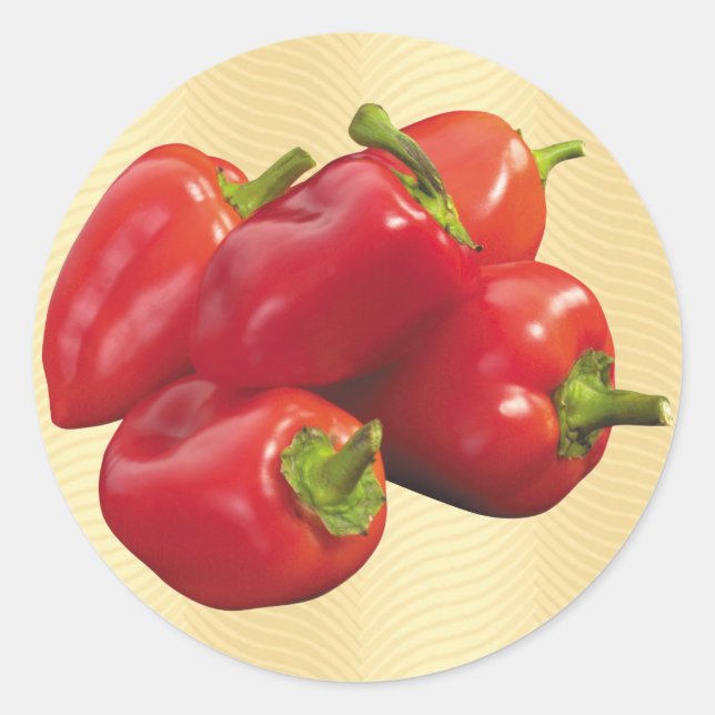 Red Bell Peppers Classic Round Sticker (Front)