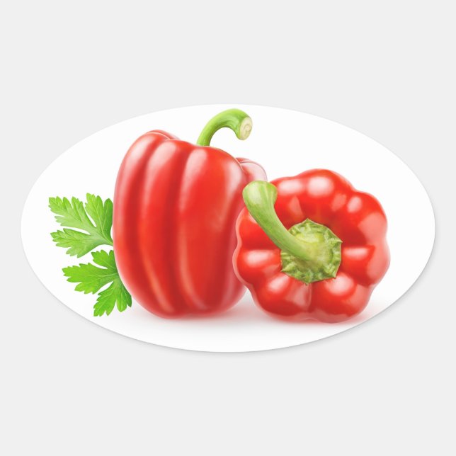 Red bell peppers oval sticker (Front)