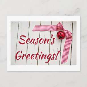 Red Bell Red Gingham Ribbon Postcard