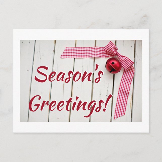 Red Bell Red Gingham Ribbon Postcard (Front)