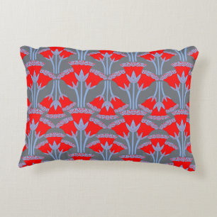 Red Bellflower Accent Pillow One Owl Artist