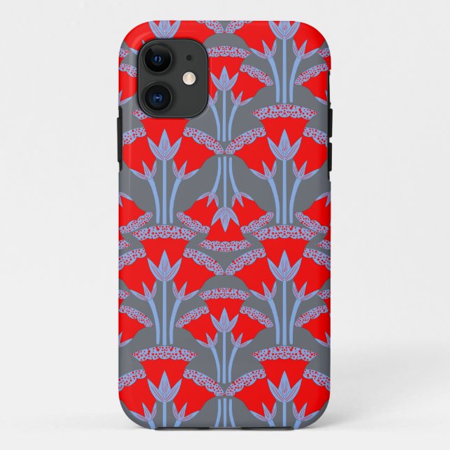 Red Bellflower iPhone 11 Case | One Owl Artist (Back)