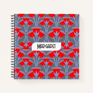 Red Bellflower Name Personalized Cute Notebook