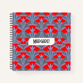 Red Bellflower Name Personalized Cute Notebook