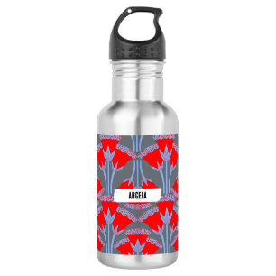Red Bellflower Personalized Water Bottle