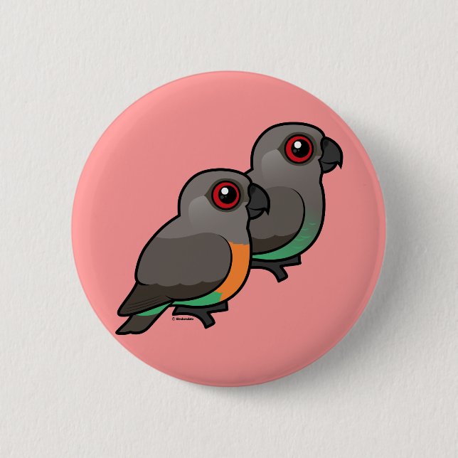 Red-bellied Parrot Pair 2 Inch Round Button (Front)