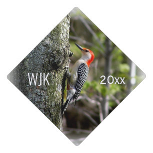Red Bellied Woodpecker Monogram and Date Graduation Cap Topper