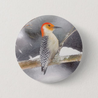 Red-Bellied Woodpecker Painting Original Bird Art 2 Inch Round Button
