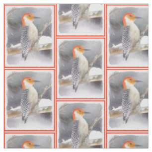 Red-Bellied Woodpecker Painting Original Bird Art Fabric