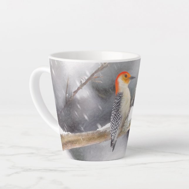Red-Bellied Woodpecker Painting Original Bird Art Latte Mug (Left Angle)