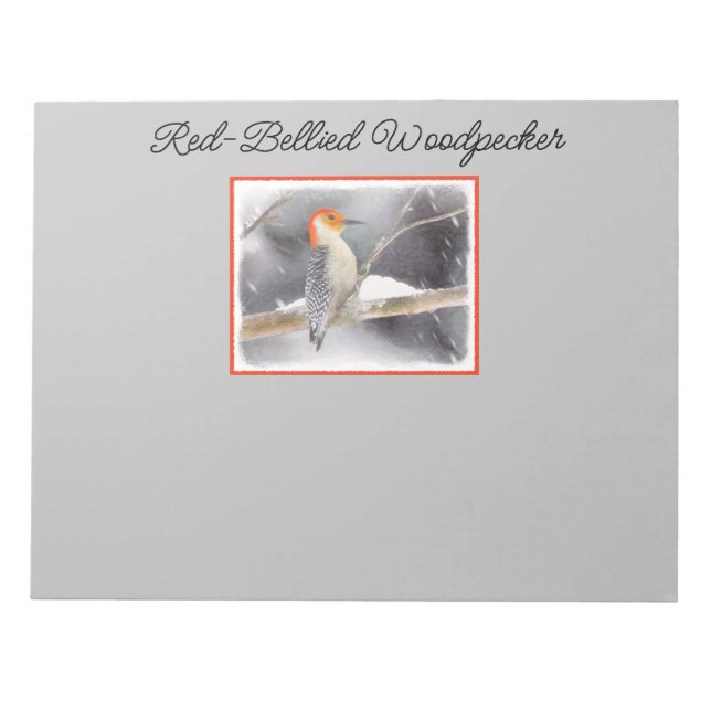 Red-Bellied Woodpecker Painting Original Bird Art Notepad (Front)