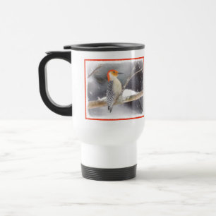Red-Bellied Woodpecker Painting Original Bird Art Travel Mug