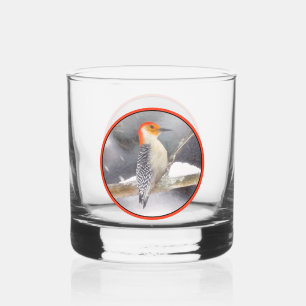 Red-Bellied Woodpecker Painting Original Bird Art Whiskey Glass