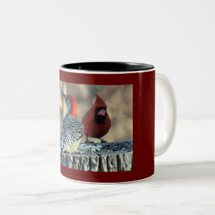 Red-Bellied Woodpecker with Red Cardinal Two-Tone Coffee Mug