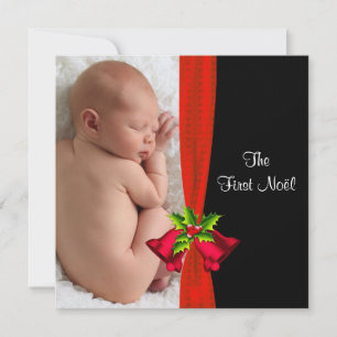 Red Bells Baby's First Christmas Photo Card