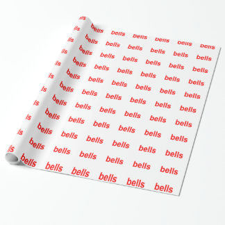 Red Bells (Bells Bells Bells) Word Phrase Wrapping Paper