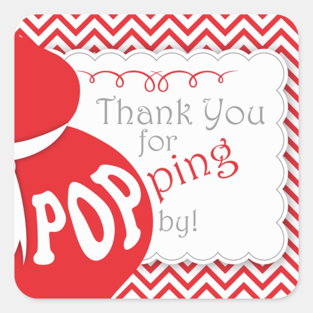 Red Belly Bump Baby Shower Favour Stickers (Front)