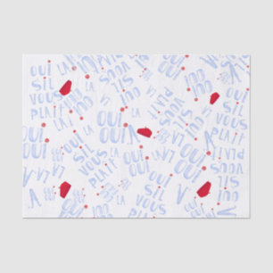 Red Beret Cute French Oui Merci Yes Thank You Tissue Paper