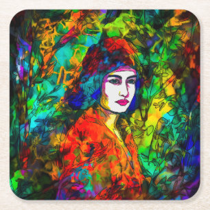 Red Beret Square Paper Coaster