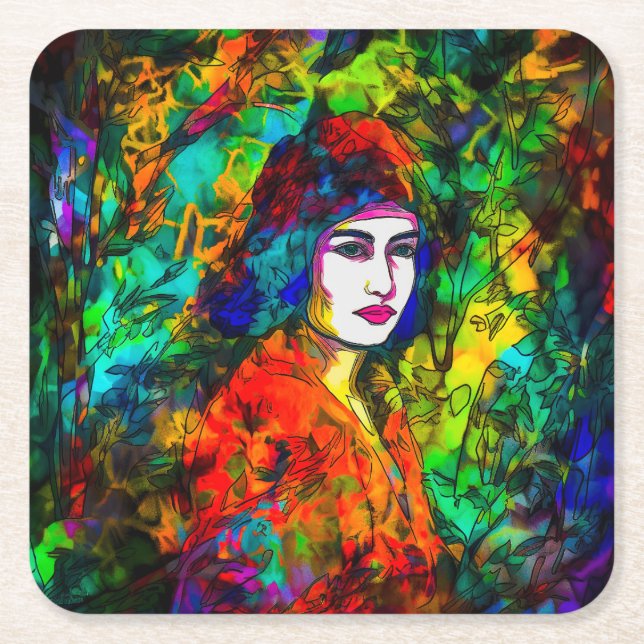 Red Beret Square Paper Coaster (Front)