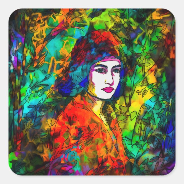 Red Beret Square Sticker (Front)