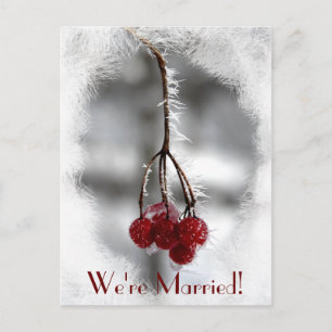 Red Berries and Frost Winter Marriage Announcement