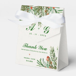 Red Berries And Leaves Festive Christmas Wedding Favor Box