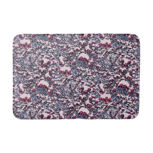 Red berries and snow. bath mat