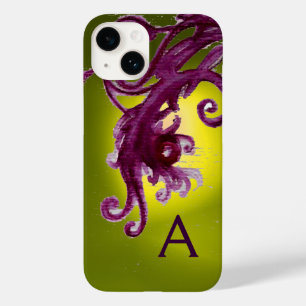 RED BERRIES AND SWIRLS MONOGRAM ,yellow Case-Mate iPhone 14 Case