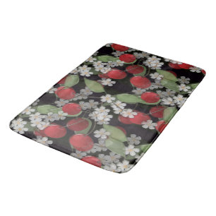 Red berries bath mat