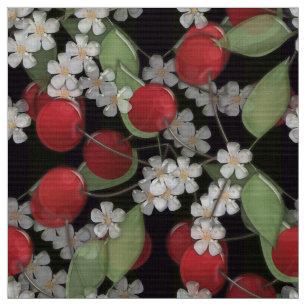 Red berries , cherry fabric