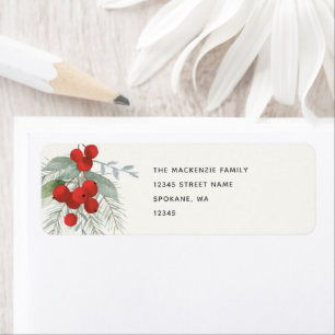 Red Berries Christmas Holiday Return Address