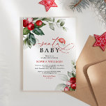 Red Berries Christmas Santa Baby Shower Invitation<br><div class="desc">*** Please enter H061 in the store search to find all matching items *** Or visit our Christmas Greenery & Red Berries Collection. *** This high-quality design is easy to customize to match your wedding colours, styles and theme. For further customization, please click the "Edit using Design Tool" link and...</div>