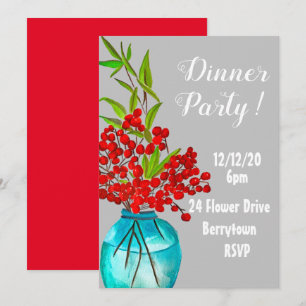 Red Berries elegant dinner party Invitation