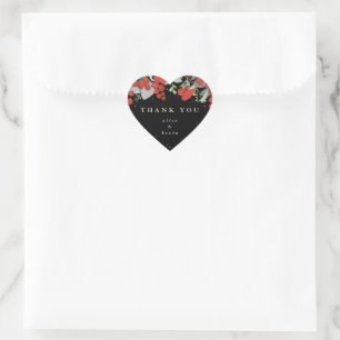 Red Berries + Eucalyptus Christmas Thank You Heart Sticker