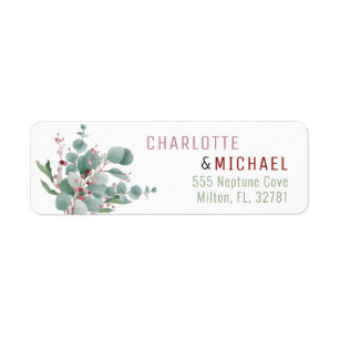 Red Berries & Eucalyptus Wedding Address Label