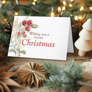 Red Berries Greenery Elegant Christmas Holiday Card