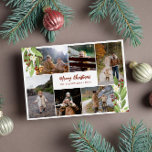 Red Berries Greenery Photo Collage Merry Christmas Holiday Card<br><div class="desc">Floral photo collage Christmas card with greenery twigs with white flowers and red berries framing six photos of your family inside a white frame. Wish your friends and family a Merry Christmas with this floral red berry greenery photo collage Christmas card with six family photos printed along with your name...</div>