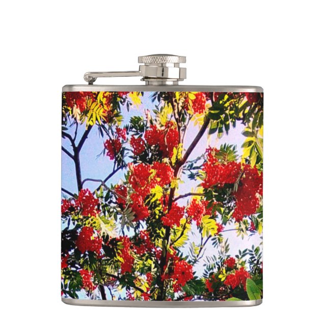 Red berries hip flask (Front)
