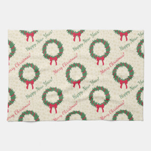 Red Berries Holly Merry Christmas Kitchen Towel