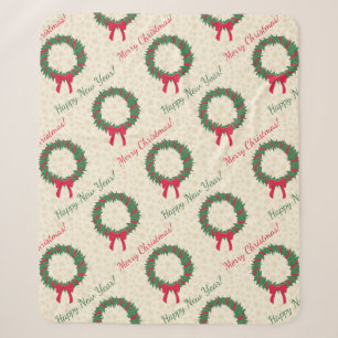 Red Berries Holly Merry Christmas Sherpa Blanket