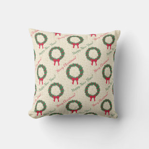 Red Berries Holly Merry Christmas Throw Pillow