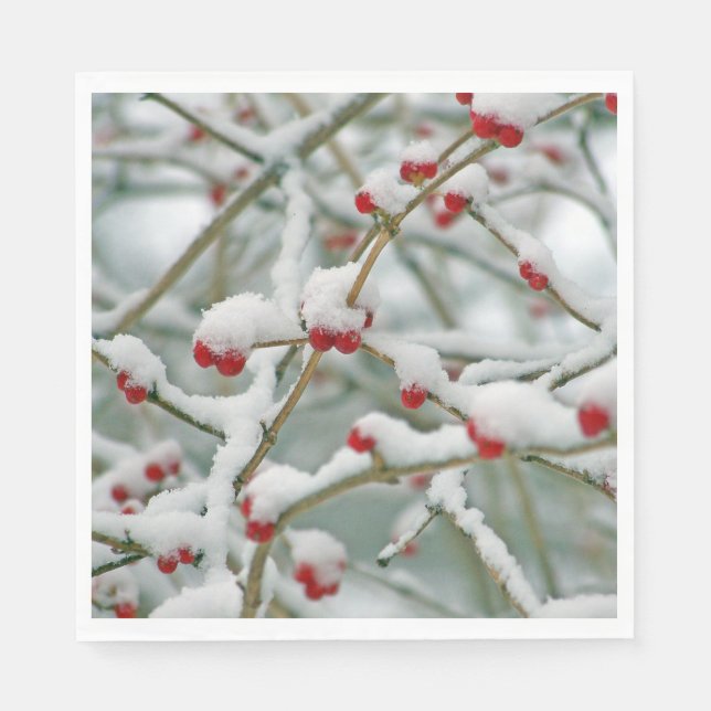 Red Berries in the Snow Napkin (Front)