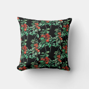 Red berries, lingonberry throw pillow