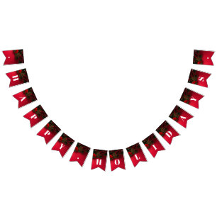 Red Berries & Mistletoe, Christmas Bunting Flags