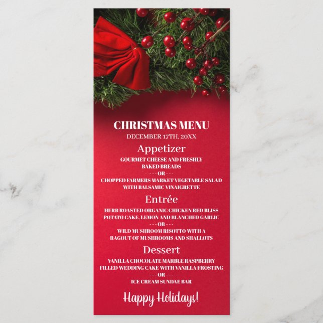 Red Berries & Mistletoe, Christmas Menu (Front)