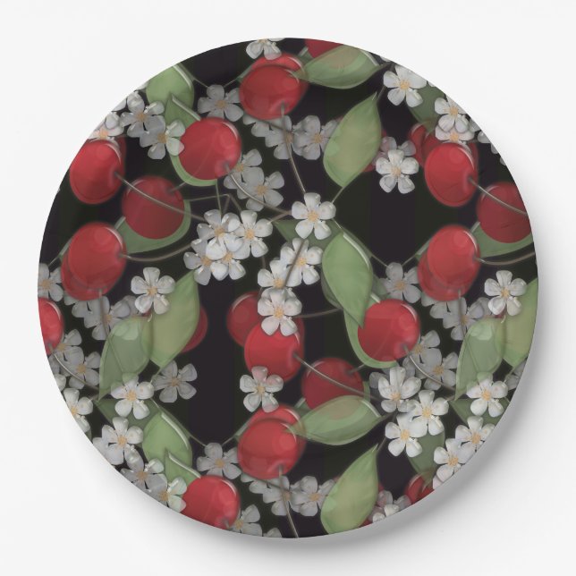 Red berries paper plate (Front)
