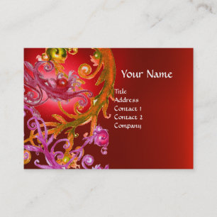 RED BERRIES SWIRLS GEMSTONE red Business Card