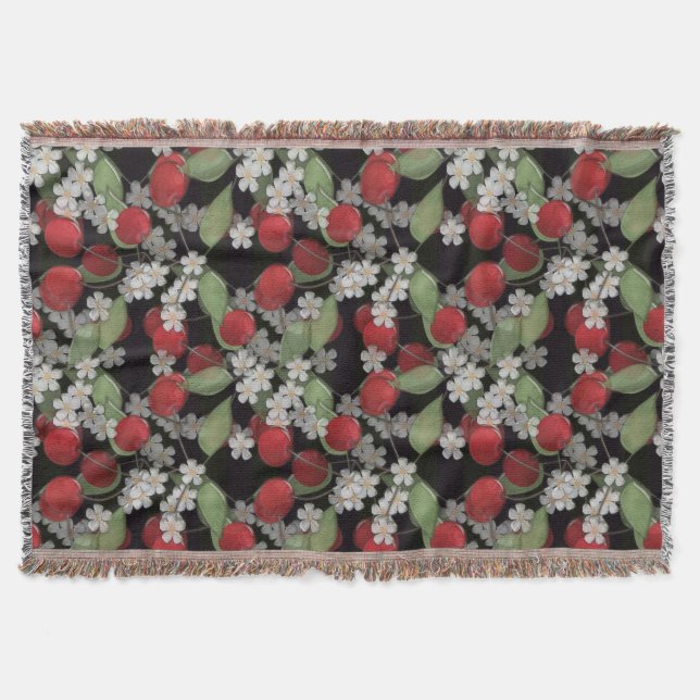Red berries throw blanket (Front)