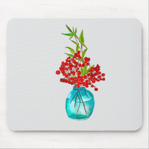 Red Berries watercolor art Mouse Pad